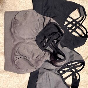 Black and Gray Strappy Sports Bras